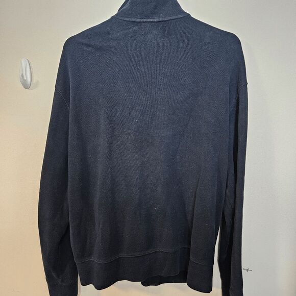 Polo Ralph Lauren Vintage Full Zip Mock Neck Sweater Knit Heavy Sweatshirt Navy - Picture 2 of 4